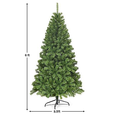 Costway 6Ft/7.5Ft/9Ft Unlit Hinged PVC Artificial Christmas Tree Premium Spruce Tree