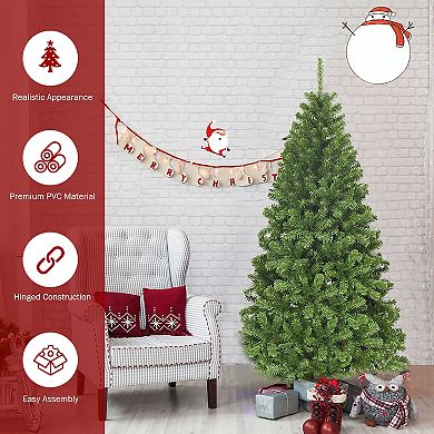 Costway 6Ft/7.5Ft/9Ft Unlit Hinged PVC Artificial Christmas Tree Premium Spruce Tree