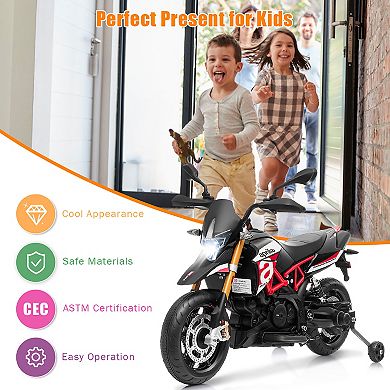 Costway 12V Kids Ride-On Motorcycle Motor Bike w/ Training Wheels