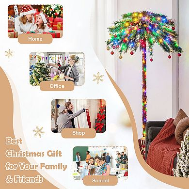 Costway 6FT Pre-Lit Artificial Tropical Christmas Palm Tree w/ 210 Multi-Color Lights