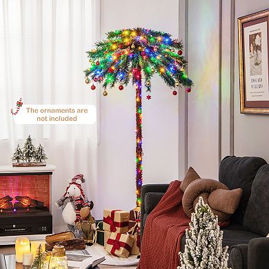 Costway 6FT Pre-Lit Artificial Tropical Christmas Palm Tree w/ 210 Multi-Color Lights