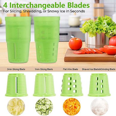Electric Vegetable Slicer Handheld Cordless Salad Shooter Rotary Grater & Shredder