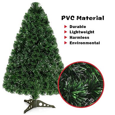 Costway Pre-Lit Fiber Optic Artificial PVC Christmas Tree Tabletop 3Ft