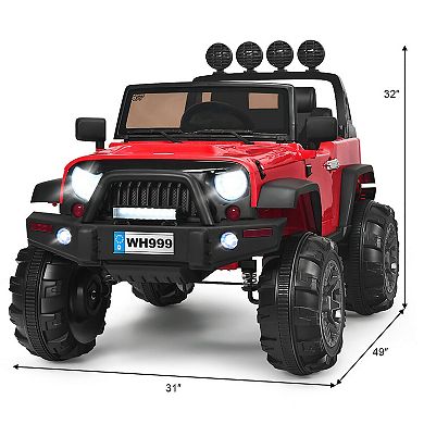 Costway 12V Kids Ride On Truck RC Car w/ LED Lights Music Trunk