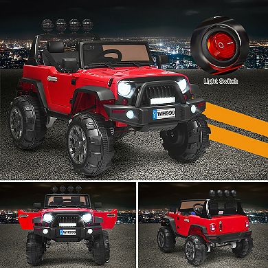 Costway 12V Kids Ride On Truck RC Car w/ LED Lights Music Trunk