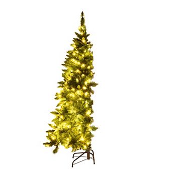 Costway 5/6 ft Pre-lit PVC Artificial Half Christmas Tree 250 LED Lights