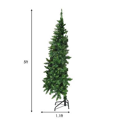 Costway 5/6 ft Pre-lit PVC Artificial Half Christmas Tree 250 LED Lights