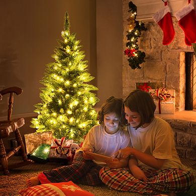 Costway 5/6 ft Pre-lit PVC Artificial Half Christmas Tree 250 LED Lights