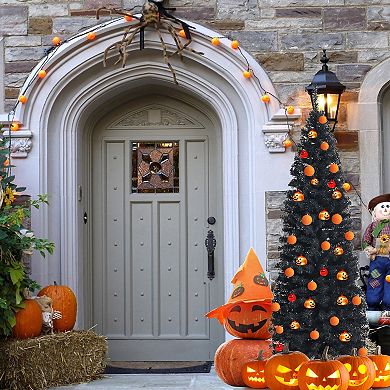 Costway 6FT Unlit Pencil Slim Tree Artificial Christmas Tree/Blue/ Champagne Gold /Silver/Black