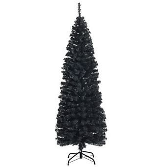 Costway 6FT Unlit Pencil Slim Tree Artificial Christmas Tree/Blue/ Champagne Gold /Silver/Black