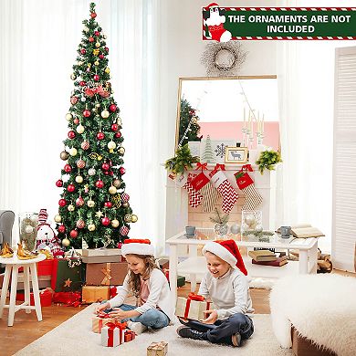 Costway 7ft Pre-lit PVC Artificial Half Christmas Tree w/ 450 Branch Tips