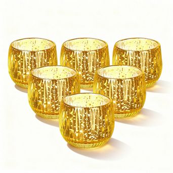 6 pc Votive Glass Tea Light Candle Holders Set for Weddings, Diwali, Home Decor