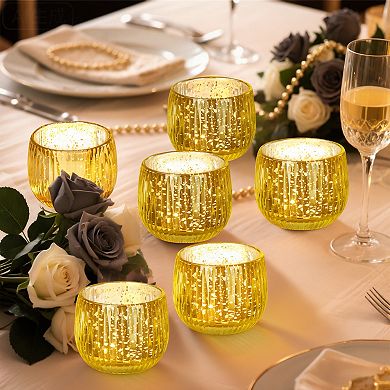 6Pcs Votive Glass Tea Light Candle Holders Set for Weddings, Diwali, Home Decor