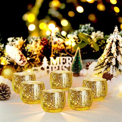 6Pcs Votive Glass Tea Light Candle Holders Set for Weddings, Diwali, Home Decor