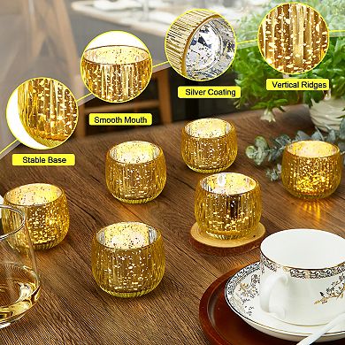 6Pcs Votive Glass Tea Light Candle Holders Set for Weddings, Diwali, Home Decor