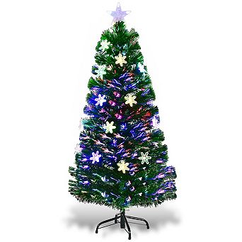 Costway Pre-Lit Fiber Optic Christmas Tree Multicolor Lights 4FT