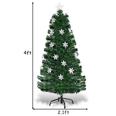 Costway Pre-Lit Fiber Optic Christmas Tree Multicolor Lights 4FT