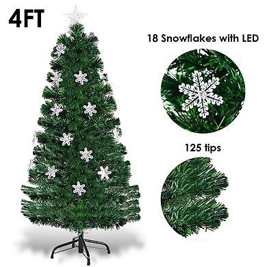 Costway Pre-Lit Fiber Optic Christmas Tree Multicolor Lights 4FT