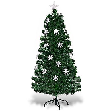 Costway Pre-Lit Fiber Optic Christmas Tree Multicolor Lights 4FT