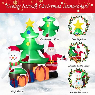 Costway 7.2 FT Inflatable Christmas Decoration Lighted Blow up Xmas Tree w/ Santa Claus