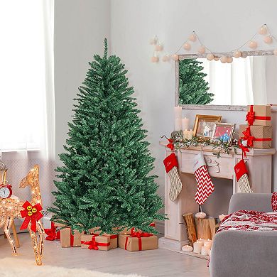 Costway 6ft Hinged Artificial Christmas Tree Unlit Douglas Full Fir Tree w/ 1355 Tips