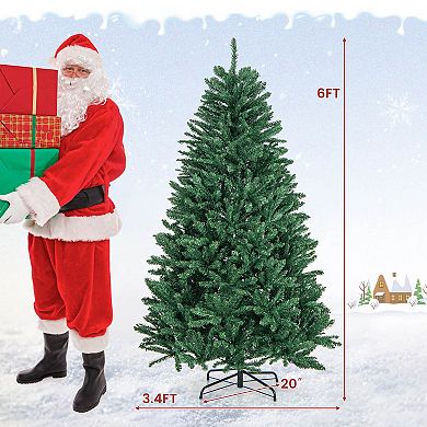Costway 6ft Hinged Artificial Christmas Tree Unlit Douglas Full Fir Tree w/ 1355 Tips