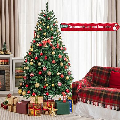 Costway 6ft Hinged Artificial Christmas Tree Unlit Douglas Full Fir Tree w/ 1355 Tips