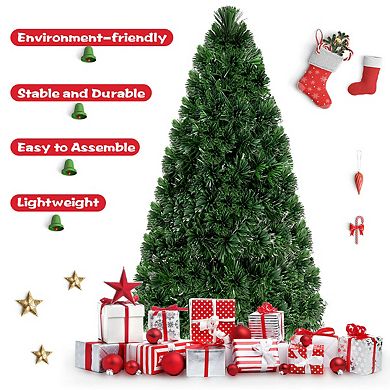Costway Pre-Lit Fiber Optic Artificial PVC Christmas Tree 6Ft