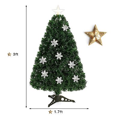 Costway 3FT Pre-Lit Fiber Optic Christmas Tree Multicolor Lights