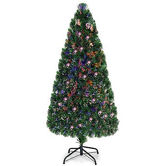 Costway 3ft/4ft/5ft/6ft Pre-Lit Fiber Optic PVC Christmas Tree Metal Holiday