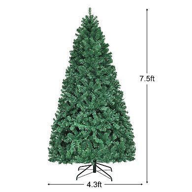 Costway 7Ft/7.5Ft/8Ft Pre-Lit PVC Christmas Tree Hinged 300/400/430 Lights