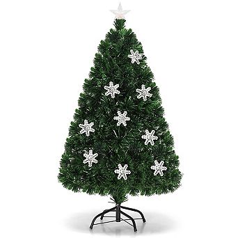 Costway 4'/5'/6'/7'Pre-Lit Fiber Optic Christmas Tree Multicolor Lights
