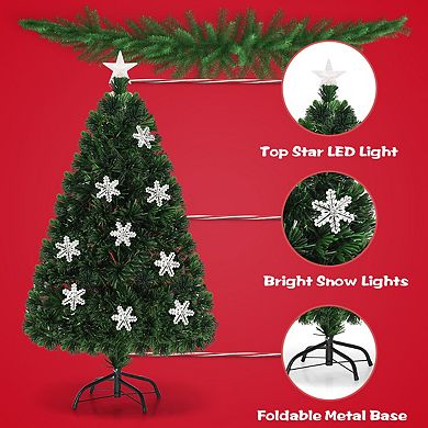 Costway 4'/5'/6'/7'Pre-Lit Fiber Optic Christmas Tree Multicolor Lights