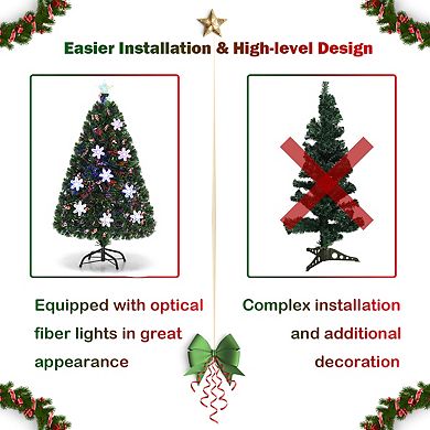 Costway 4'/5'/6'/7'Pre-Lit Fiber Optic Christmas Tree Multicolor Lights