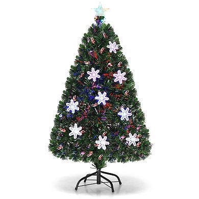 Costway 4'/5'/6'/7'Pre-Lit Fiber Optic Christmas Tree Multicolor Lights