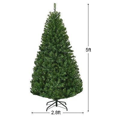 Costway 5Ft Pre-Lit Artificial Christmas Tree Hinged 150 LED Lights