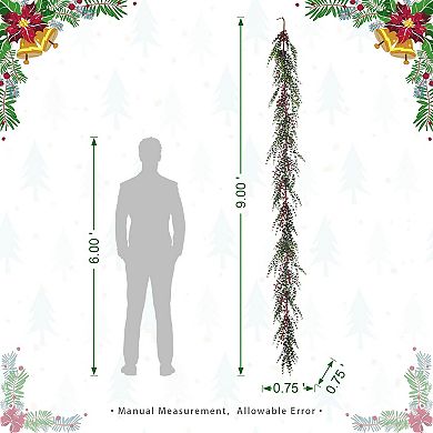 Glitzhome 9ft Christmas Garland, Greenery PE Dripping Eucalyptus Garland for Indoor&Outdoor