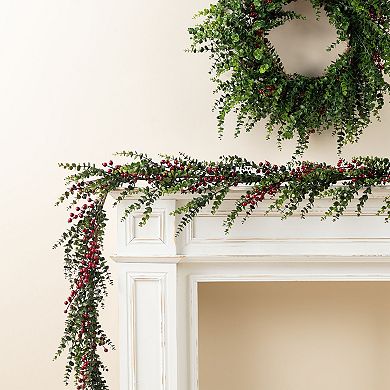 Glitzhome 9ft Christmas Garland, Greenery PE Dripping Eucalyptus Garland for Indoor&Outdoor