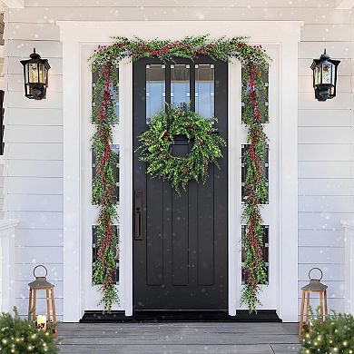 Glitzhome 9ft Christmas Garland, Greenery PE Dripping Eucalyptus Garland for Indoor&Outdoor