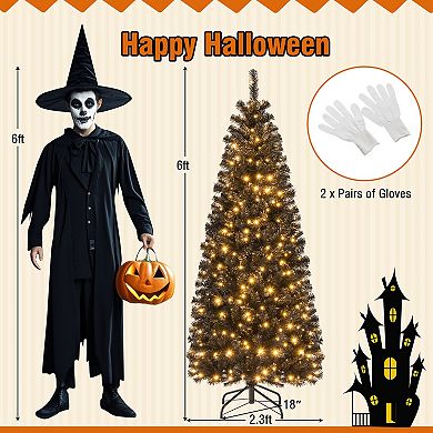 Costway 6 FT Artificial Halloween Tree with 618 Branch Tips 280 Warm White LED Lights
