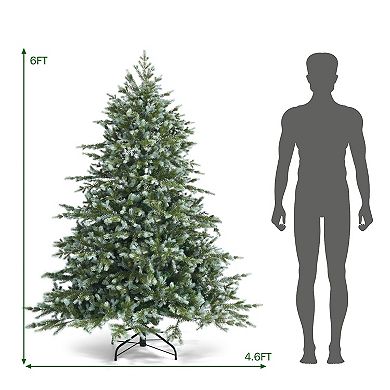 Costway 6ft Artificial Christmas Spruce Hinged Tree w/ 892 Mixed PE & PVC Tips