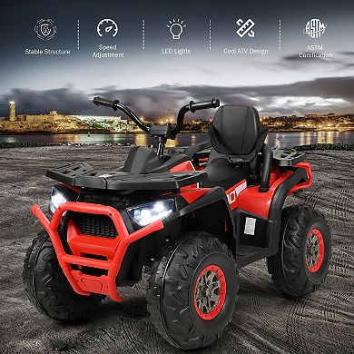 Costway 12V Kids Electric 4-Wheeler ATV Quad 2 Speeds Ride On Car w/MP3&LED Lights