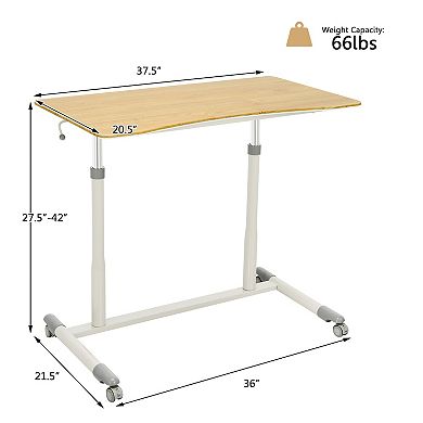 Goplus Height Adjustable Computer Desk Sit to Stand Rolling Notebook Table