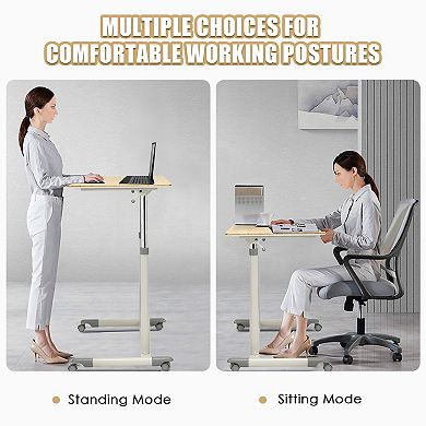 Goplus Height Adjustable Computer Desk Sit to Stand Rolling Notebook Table