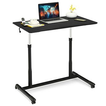 Goplus Height Adjustable Computer Desk Sit to Stand Rolling Notebook Table