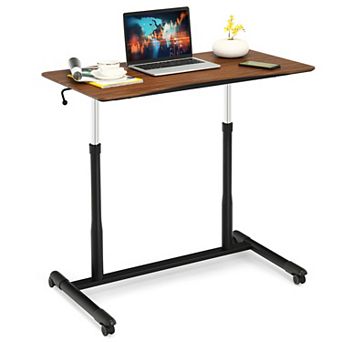 Goplus Height Adjustable Computer Desk Sit to Stand Rolling Notebook Table