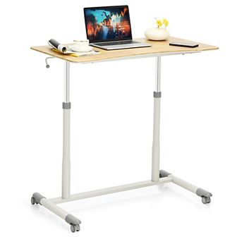 Goplus Height Adjustable Computer Desk Sit to Stand Rolling Notebook Table