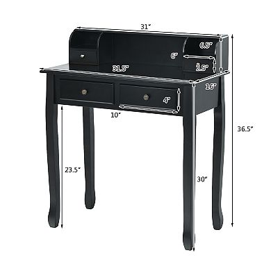 Costway Writing Desk Mission White Home Office Computer Desk 4 Drawer