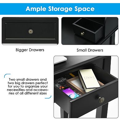 Costway Writing Desk Mission White Home Office Computer Desk 4 Drawer