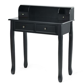 Costway Writing Desk Makeup Vanity Table Home Office Computer Desk 4 Drawer Black